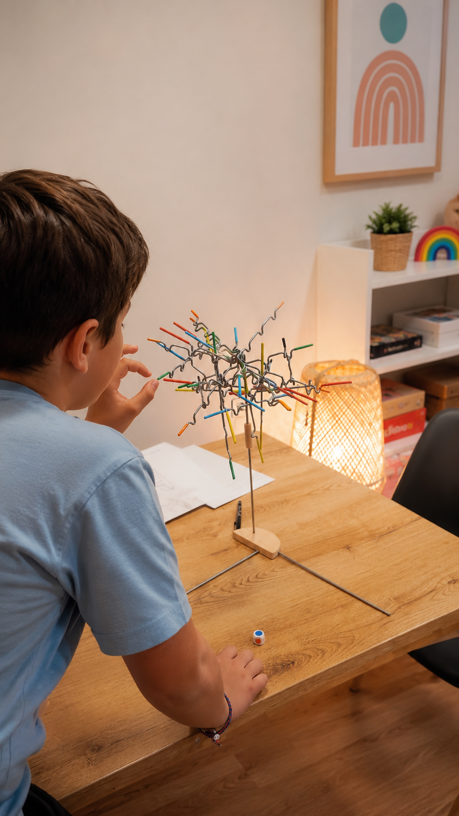 Un niño intenta una tarea dificil
